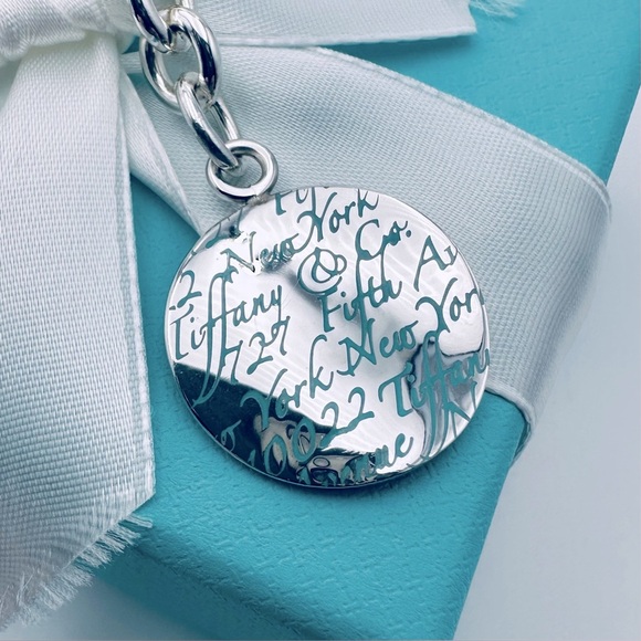 RARE Tiffany & Co. Blue Enamel Wavy Notes Charm Keychain in Sterling Silver - Picture 5 of 10